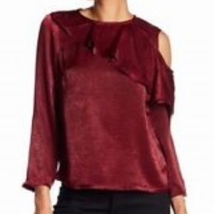 Harlowe and Graham Satin cold shoulder blouse